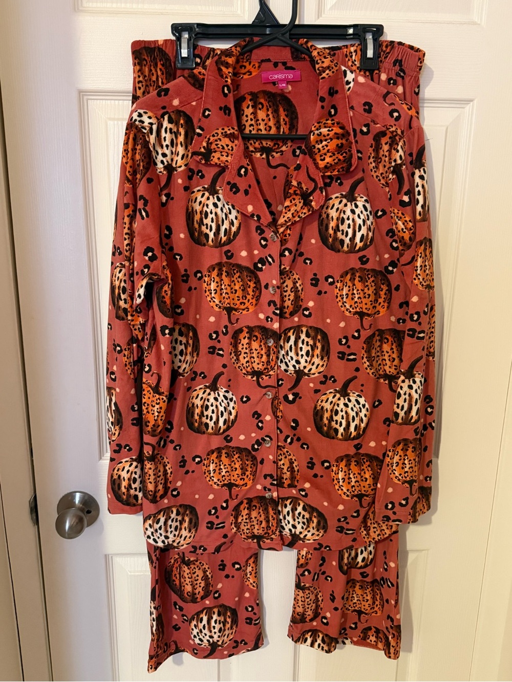 Charisma Pumpkin Print Rust Pajama Set